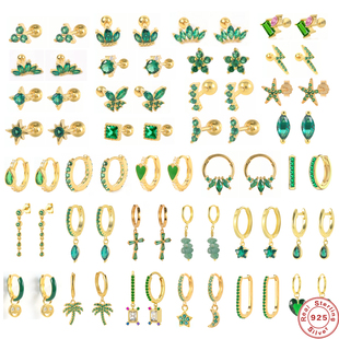 CANNER Green Cubic Zircon 925 Sterling Silver Stud Earrings