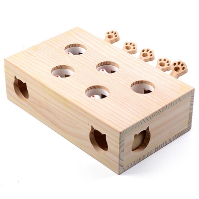 Solid Wooden Cat Toy Puzzle Interactive Toys Whack A Mole Sh