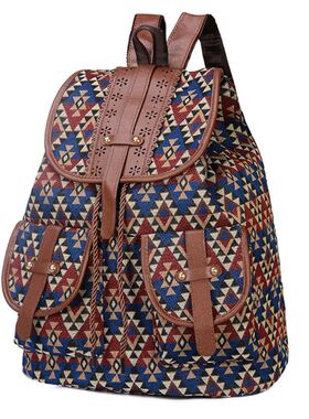 Vintage Print  Ethnic Backpack for Women Girls School Studen