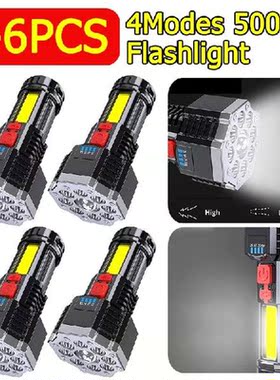 1-6pc 500LM Portable Flashlight Super Bright 9LED