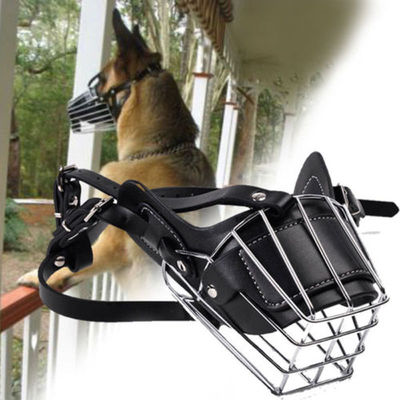 Black/ Brown Strong Metal Wire Basket Dog Muzzle For Large