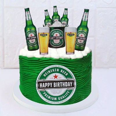6pcs/set Beer Cake Topper Flags Green Red Cupcake Toppers