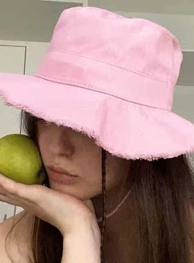 Solid Color Women Foldable Bucket Hat High Quality Cotton Fi