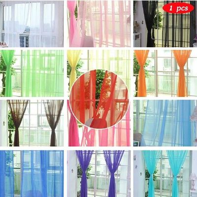 Housewear & Furnishings Pure Color Tulle Door Window Cur