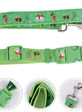 2PCS/Set Dog Collar and Leash Xmas Theme Adjustable Nylon