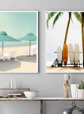 Beach Vehicle Surfboard Poster Palm e Canvas Painting Landsc