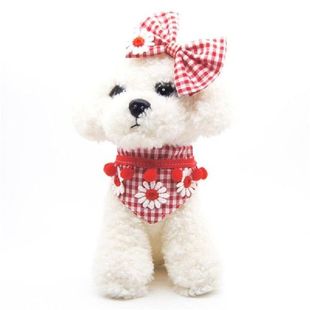 Pink Dog Collar And Leash Set With Bow Tie Flowers Decor