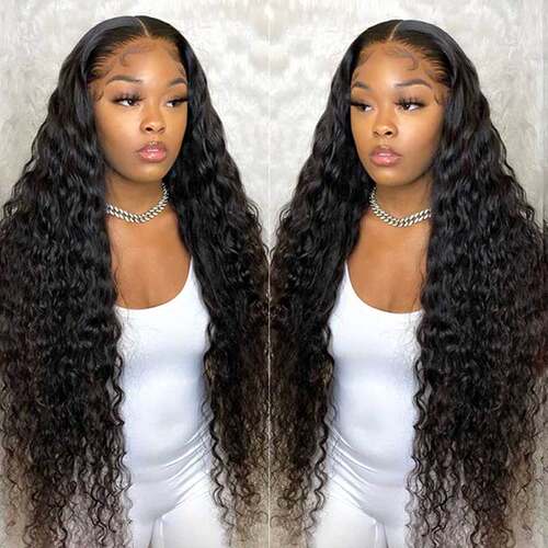 Deep Wave Frontal Wig Wet And Wavy Curly Lace Front Human Ha