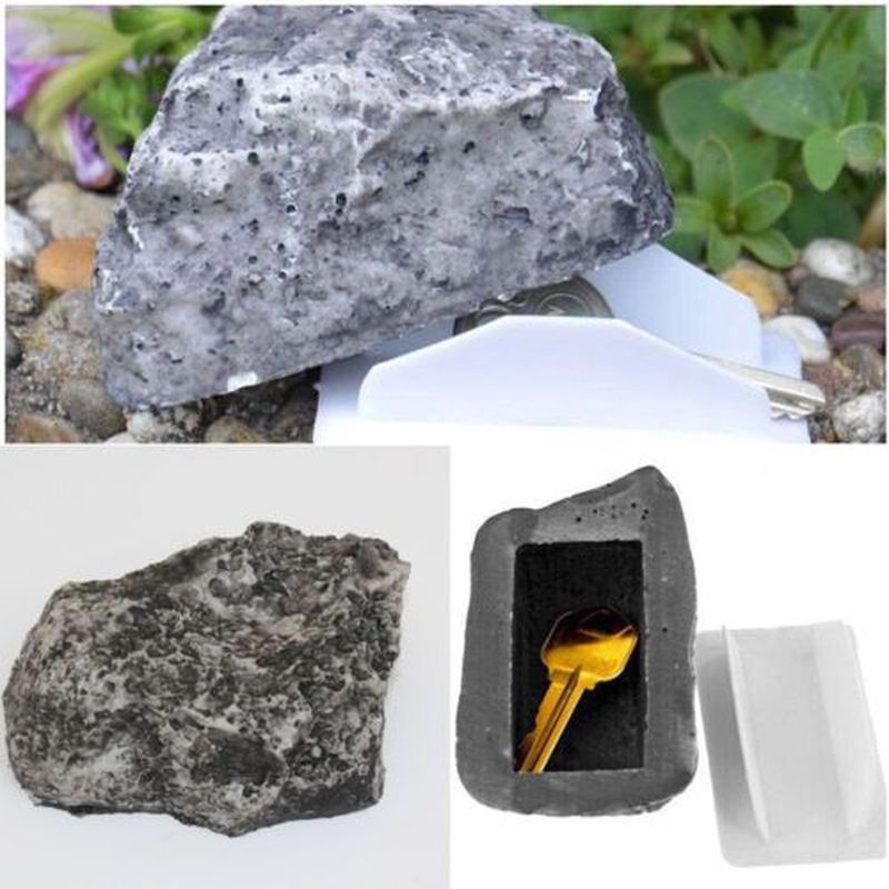 Fake Rock Stone Hide A Key Box Outdoor Hidden Safe Stash
