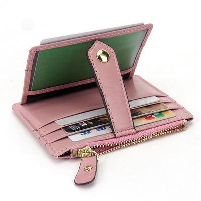 Women Leather Slim Card Holder Wallet Men Mini Wallets Zippe
