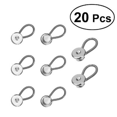 20 PCS 10MM Metal Elastic Collar Extenders Button Extenders