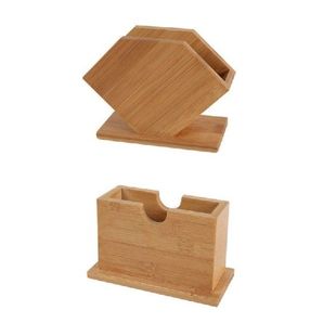 Bamboo Tissue Box Cube Fan Shape Draw Paper Napkin Holder