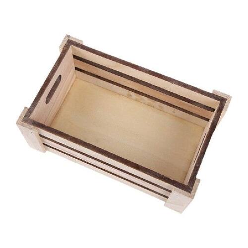 13MA Creative Rectangular Wooden Desktop Storage Basket