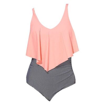 Ruffled Flounce Tankini Women Swimsuit High Waisted Bikini