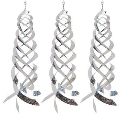 Bird  Spiral Reflectors Safe Silver Mylar Spinner