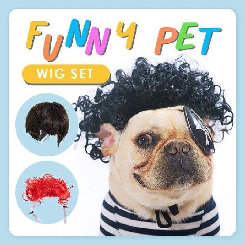 funny pet wig set cosplay cat clothes pet small dog cats