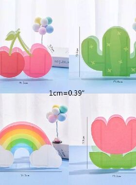 Rainbow Cactus Acrylic Pen Holder Cute Pencil Box Desktop