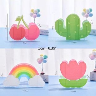 Rainbow Cactus Acrylic Pen Holder Cute Pencil Box Desktop