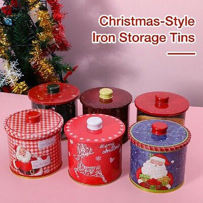Christmas Candy Gift Box Tinplate Sweet Jar Metal Box With