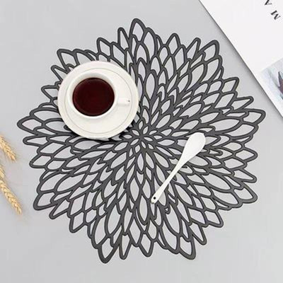 Table Mat Hibiscus Flower Bronzing PVC Placemat Hollow