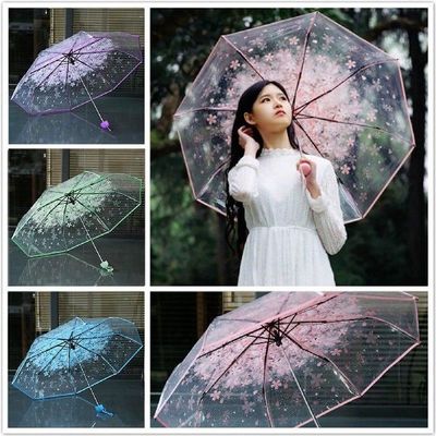 Romantic Anti-UV Umbrella Transparent Clear Flowers