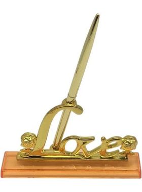 Wedding Bridal White Feather Quill Guest Signing Pen Gold