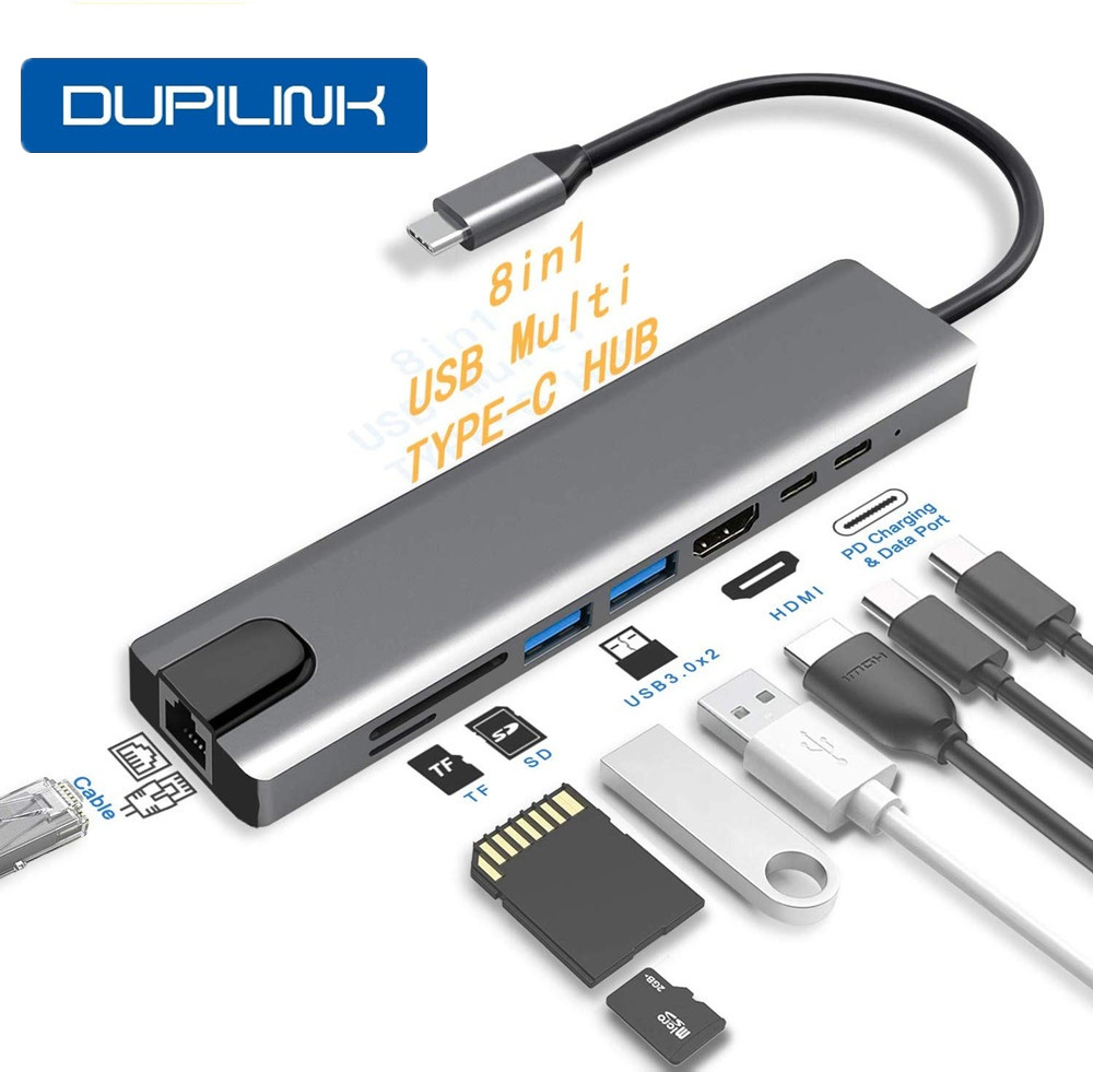 USB C Hub Type C to HDMI 4K PD 5A 87W Dock Rj45 Lan USB 3.1