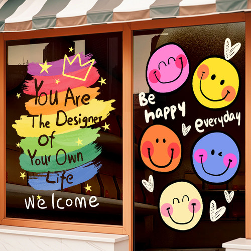 商场店铺玻璃门贴纸创意静电贴