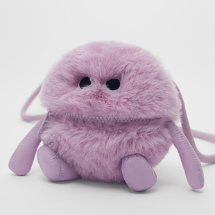 紫色迷你毛绒小怪兽儿童包2026新品卡通可爱造型婴童宝宝小斜挎包