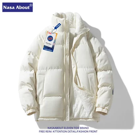 NASA羊羔绒棉服外套男士情侣冬季新款潮牌2024加绒加厚羽绒棉衣女