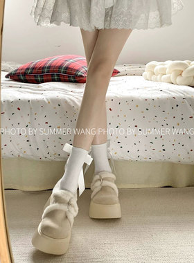 王夏天 加绒加厚厚底棉鞋女2025新款冬季小个子增高保暖毛毛鞋子