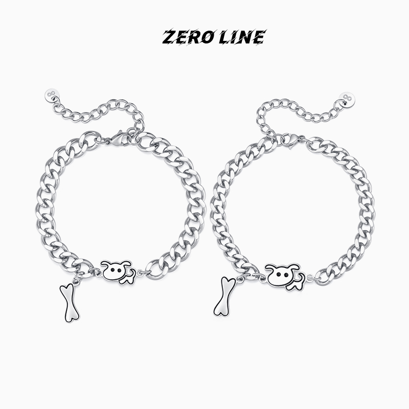 zeroline小狗骨头情侣手链女