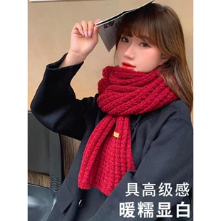 新款成人围巾女冬季韩版时尚百搭女士围巾高级感学生针织毛线围巾