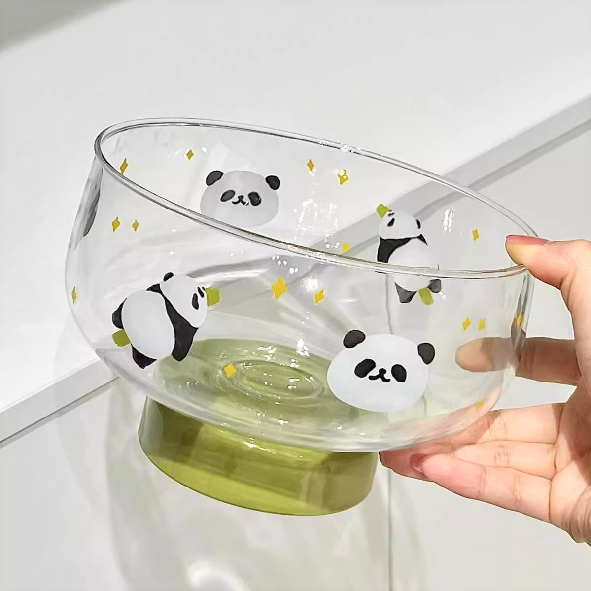 熊猫水果盘客厅家用高颜值玻璃碗轻奢高级感零食盘子糖果盘干果盘