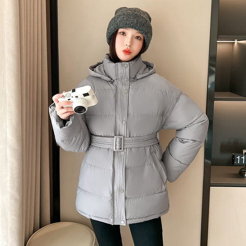 冬季加厚系带收腰显身材大码棉服