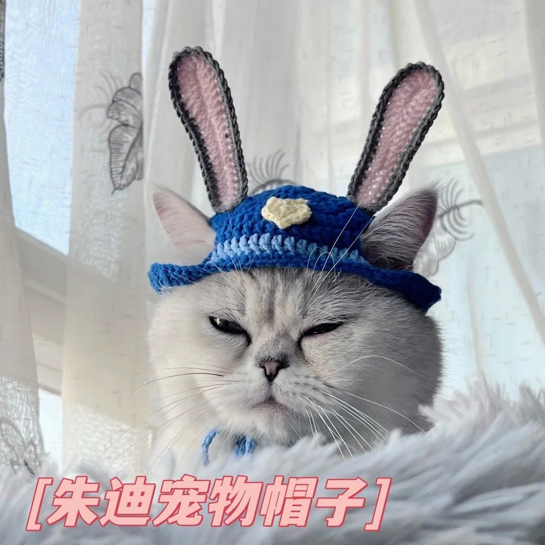 宠物朱迪警官帽子抖音同款兔子耳帽子