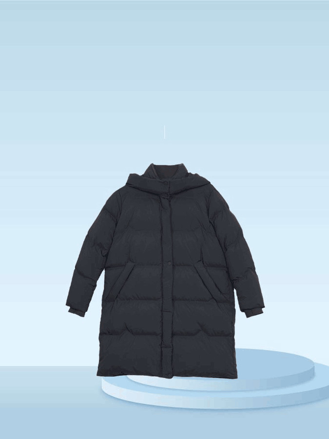斯琴2024专柜正品95%鸭绒连帽宽松羽绒服中长款保暖外套BDDS00749