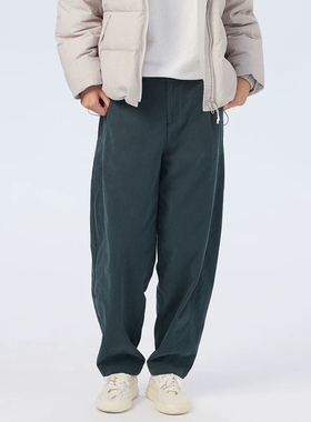 斯琴2024秋专柜正品女绿色棉宽松休闲裤子拼接长裤百搭BDQK00104