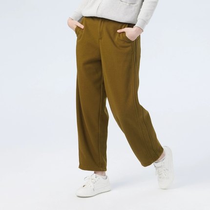 斯琴2023秋专柜正品土黄色棉质微弹加厚直筒针织裤长裤 BCQK00321