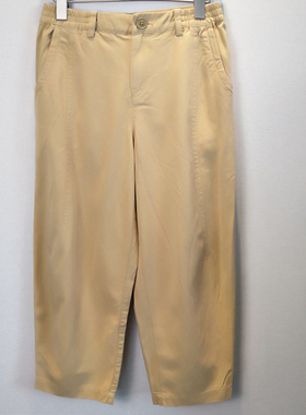 斯琴2022春季女松紧高腰黄色宽松休闲哈伦裤八分裤 BBCK01406 988