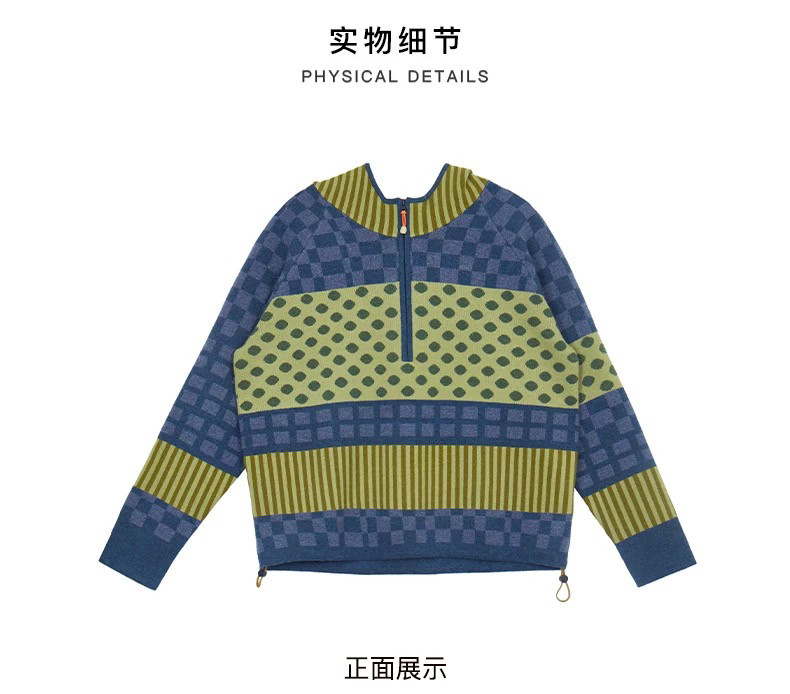 斯琴斯琴2024秋专柜正品女绵羊毛衫拉链连帽宽松针织衫BDQB007150