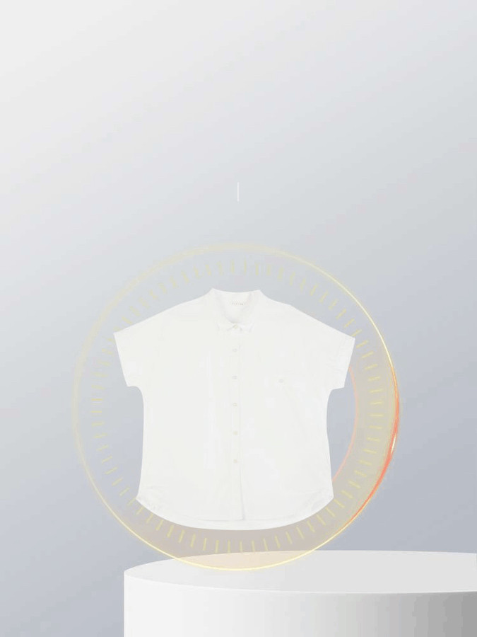 斯琴2024夏专柜正品女白纯棉翻领绣花宽松短袖衬衫上衣BDXS03001