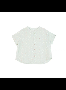 斯琴2024夏专柜正品提花条纹纯棉圆领宽松衬衫上衣短袖BDXS002150