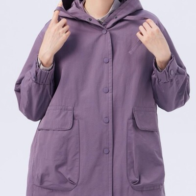 斯琴2023冬专柜正品女紫色连帽加厚长袖单排扣棉服外套 BCDS00707