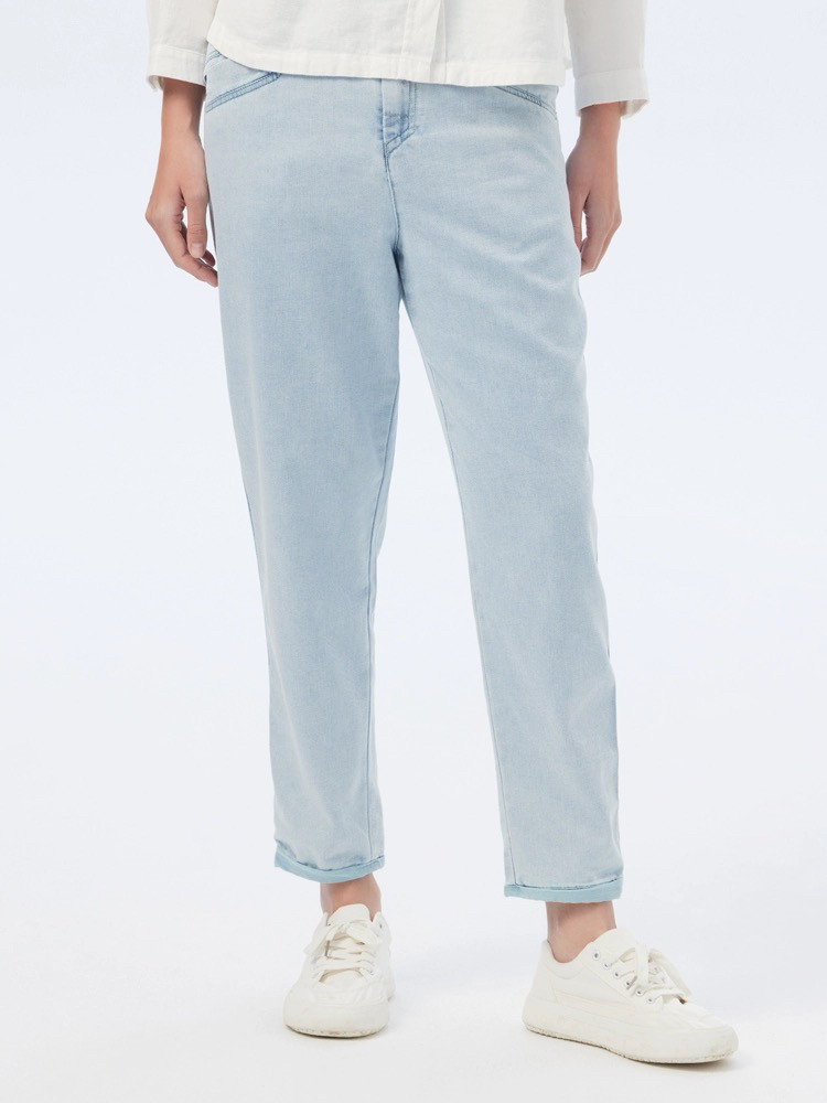 2024斯琴专柜正品拼色棉质水洗薄牛仔裤长裤早春ckc241015