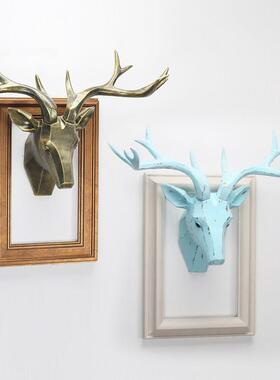 跨境 创意现代简约鹿头树脂工艺壁挂 墙面客厅背景墙装饰礼品