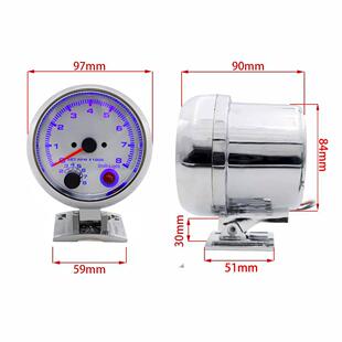 3.75英寸152V白色面镀铬壳蓝光汽车转速表汽车仪表 改装赛车仪表