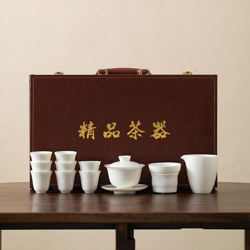 茶具套装羊脂玉白瓷功夫盖碗茶杯陶瓷礼品家用公泡茶壶厂家直销