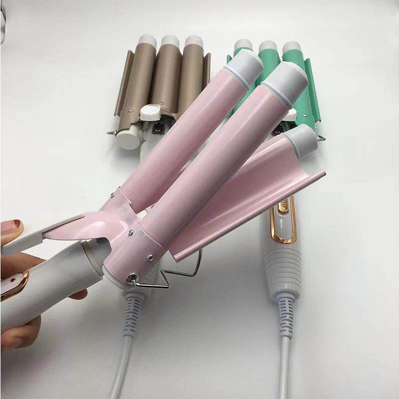 跨境蛋卷三管电热卷发器家用烫发器夹板波浪造型蛋卷水波纹卷发棒