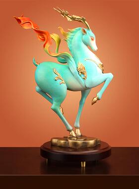 吉善缘《一路有财》铜鹿摆件 招财福鹿家居客厅电视柜装饰品0904